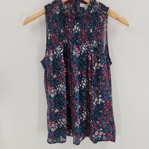 Maison d' Amelie Sleeveless Dark Green w/Floral Print Semi-Sheer Womens XSmall